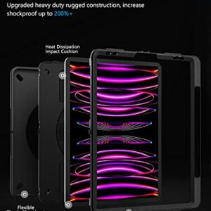 GEEKSDOM STOCK Case Compatible with iPad Pro 12.9 Inch, Heavy Duty Military Grade Drop Tested Shockproof Full Body Protection with Kickstand & Strap Case for iPad Pro 6th Gen 12.9 2022/2021/2020