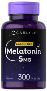 carlyle melatonin 5mg | 300 tablets | drug free supplement | vegetarian, non-gmo, gluten free