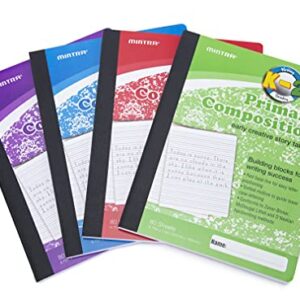 Mintra Primary Composition Notebook (Full Sheet) (4 Pack, Assorted)