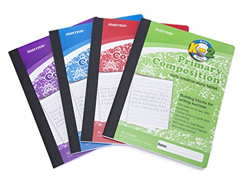 Mintra Primary Composition Notebook (Full Sheet) (4 Pack, Assorted)