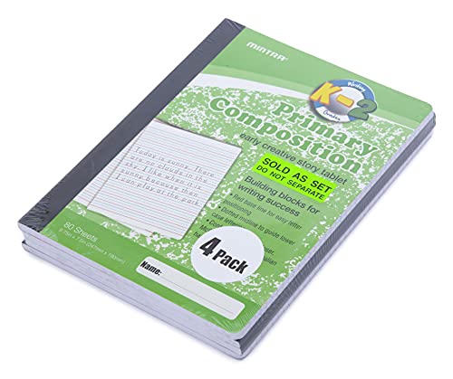 Mintra Primary Composition Notebook (Full Sheet) (4 Pack, Assorted)