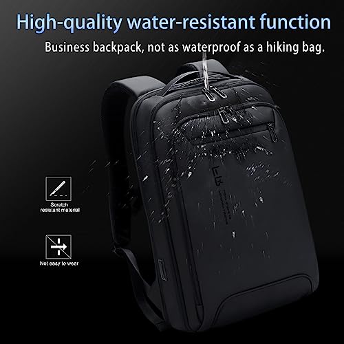 FENRUIEN Business Travel Backpack for Men, USB Laptop Backpack Slim Lightweight Water Resistant Work/College 15.6 Inch Computer Backpack