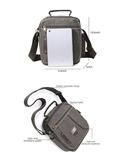 Sunsomen Men Purse Bag Shoulder Bag Small Canvas Crossbody Messenger Bag Side Bag Travel Bag Work Bag For Man (Khaki)