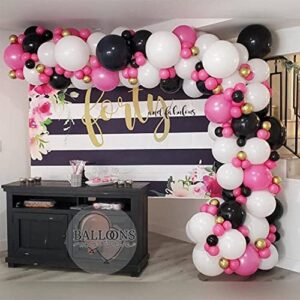 mouse color balloons birthday, baby shower, bridal party decorations | girls, women party set kit | hot pink gold black white balloon garland arch kit for bachelorette bridal baby shower women birthday