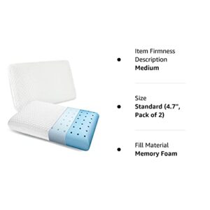 inight Memory Foam Pillows for Sleeping, Standard Size Set of 2 for Back Sleeper & Side Sleeper Pillow, 2 Pack, Oeko-TEX & CertiPUR-US Certified