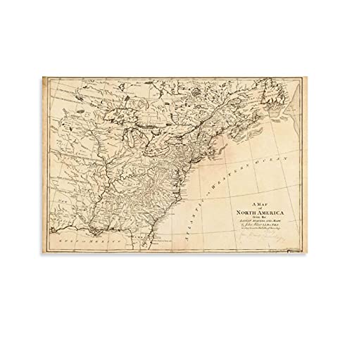 Wugod North America Map (1768) Poster Decoration Painting Canvas Wall Living Room Aesthetics Posters Art Clubs Cafes 24x36inch(60x90cm)