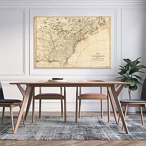 Wugod North America Map (1768) Poster Decoration Painting Canvas Wall Living Room Aesthetics Posters Art Clubs Cafes 24x36inch(60x90cm)