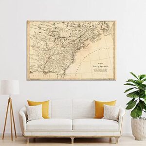 Wugod North America Map (1768) Poster Decoration Painting Canvas Wall Living Room Aesthetics Posters Art Clubs Cafes 24x36inch(60x90cm)