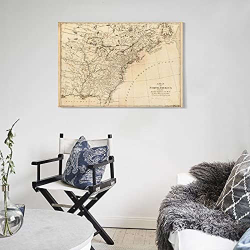 Wugod North America Map (1768) Canvas Poster and Wall Art Picture Print Modern Home Bedroom Bars Decoration Posters 20x30inch(50x75cm)