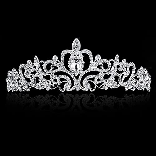 Princess Crown for Women, Crystal Queen Tiaras for Girls Bridal Hair Accessories Gifts for Birthday Wedding Prom, Bridal Party, Pageant, Halloween Christmas Costume - Silver (1 Pcs)