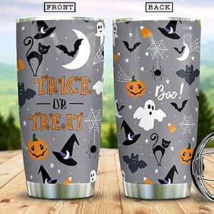 64HYDRO 20oz Halloween Decorations Indoor, Outdoor, Home Decor, Kitchen Decor, Trick Or Treat Witch Boo Ghost Pumpkin Halloween Tumbler Cup with Lid, Double Wall Vacuum Insulated Travel Coffee Mug