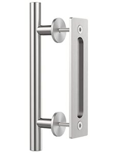 winsoon 12" sliding barn door handles brushed nickel with flush finger pull hardware solid stainless steel double-sided design suitable for modern barn door/gate/garages/cabinet