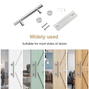 WINSOON 12" Sliding Barn Door Handles Brushed Nickel with Flush Finger Pull Hardware Solid Stainless Steel Double-Sided Design Suitable for Modern Barn Door/Gate/Garages/Cabinet
