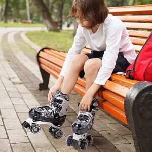 Kuxuan Skates Boys and Girls Camo Adjustable Roller Skates with Light up Wheels, Fun Illuminating Roller Blading for Kids Girls Youth - Medium