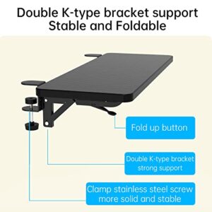 OUGIC Ergonomics Desk Extender Tray (Clearly White, 21.65"x9.5"), Punch-Free Clamp on Foldable Keyboard Drawer Tray, Table Mount Armrest Shelf, Computer Elbow Arm Support