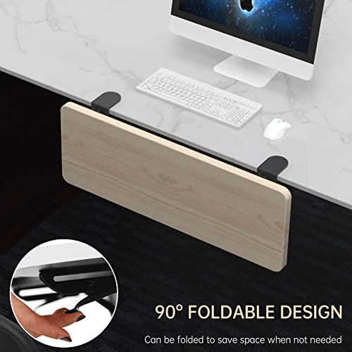 OUGIC Ergonomics Desk Extender Tray (Clearly White, 21.65"x9.5"), Punch-Free Clamp on Foldable Keyboard Drawer Tray, Table Mount Armrest Shelf, Computer Elbow Arm Support