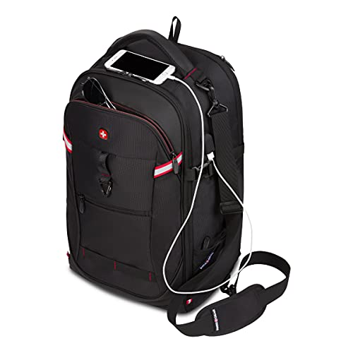 SwissGear Hybrid Travel Laptop Backpack, Black, 21.5-Inch