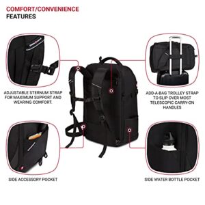 SwissGear Hybrid Travel Laptop Backpack, Black, 21.5-Inch