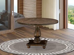 east west furniture ir2-07-tp irving kitchen dining round wooden table top with pedestal base, 48x48 inch, distressed jacobean