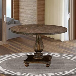 East West Furniture IR2-07-TP Irving Kitchen Dining Round Wooden Table Top with Pedestal Base, 48x48 Inch, Distressed Jacobean