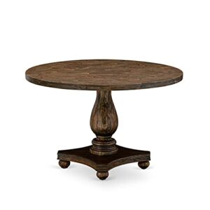 East West Furniture IR2-07-TP Irving Kitchen Dining Round Wooden Table Top with Pedestal Base, 48x48 Inch, Distressed Jacobean