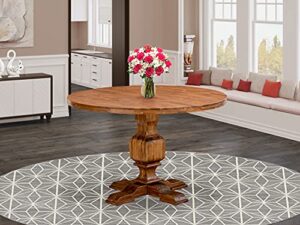 east west furniture ir3-0n-tp irving kitchen dining round wooden table top with pedestal base, 48x48 inch, sandblasting antique walnut