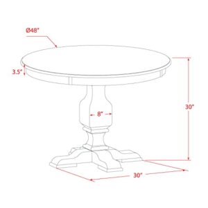 East West Furniture FE3-0N-TP Ferris Modern Kitchen Table - a Round Dining Table Top with Pedestal Base, 48x48 Inch, Sandblasting Antique Walnut