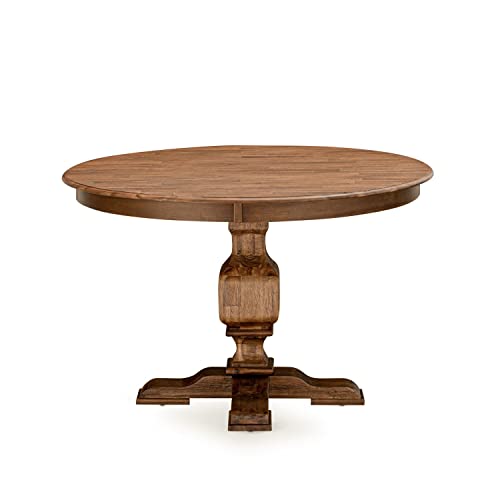 East West Furniture FE3-0N-TP Ferris Modern Kitchen Table - a Round Dining Table Top with Pedestal Base, 48x48 Inch, Sandblasting Antique Walnut