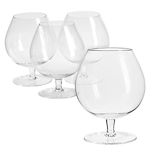 Juvale 30oz Whiskey and Cognac Glasses Set of 4, Clear Brandy Sniffers for Cocktails, Spirits, Beer (4 x 6 In)