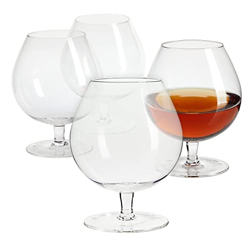 Juvale 30oz Whiskey and Cognac Glasses Set of 4, Clear Brandy Sniffers for Cocktails, Spirits, Beer (4 x 6 In)