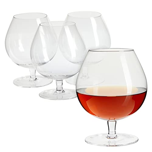 Juvale 30oz Whiskey and Cognac Glasses Set of 4, Clear Brandy Sniffers for Cocktails, Spirits, Beer (4 x 6 In)