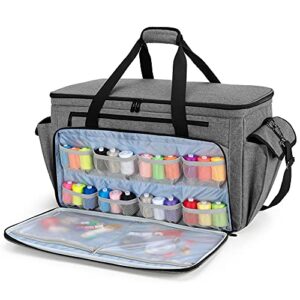 CURMIO Sewing and Embroidery Machine Carrying Case, Universal Tote Bag with Removable Cushion Pad Compatible for Brother SE600, SE630, PE535 Embroidery Machine and Accessories, Gray, Bag Only