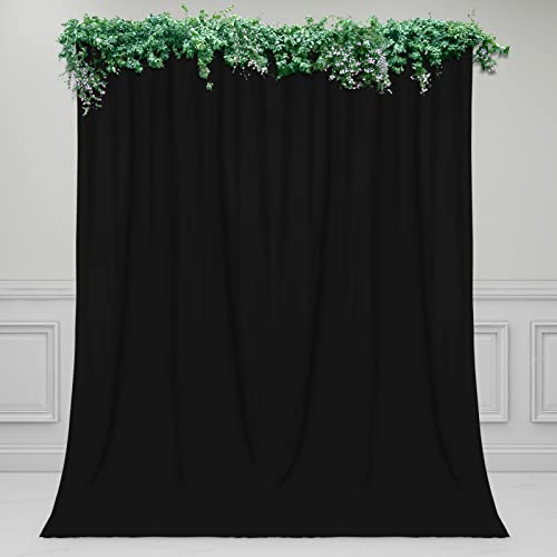 PureFit Black Backdrop Curtains for Parties, Birthday, Photoshoot, Wedding, Pooja – Non-Reflective Background Curtains for Decoration, Velvety Soft Long Drapes, 5×10 ft, Set of 2 Panels