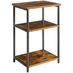 ibuyke side table,3-tier end table, industrial nightstand small table with storage shelf, for bedroom, living room, hallway, rustic brown utmj402h