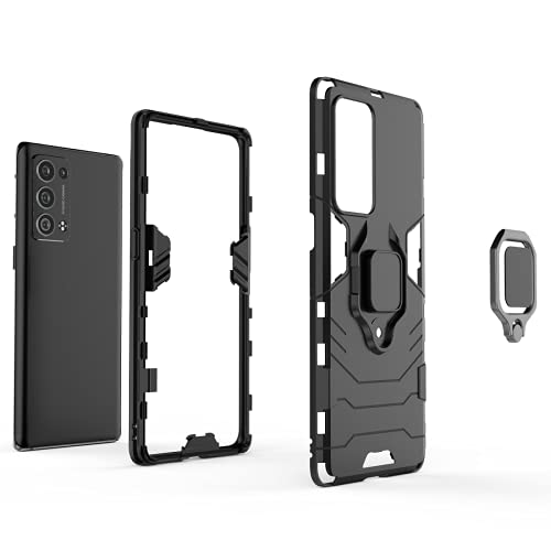 QiongNi Case for Oppo Reno 6 Pro+ 5G Case Cover,Magnetic Car Mount Bracket Shell Case for Oppo Reno 6 Pro+ 5G PENM00 Case Black