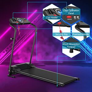 GYMAX Folding Treadmill, Electric Motorized Running Machine with 12 Preset Programs & LCD Monitor, Compact Home Gym Running Treadmill for Small Space, Cardio Training Fitness Equipment