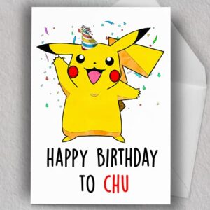 PChu Happy Birthday to Chu | Kid's birthday card | Cute Birthday Card | Art | Blank Card