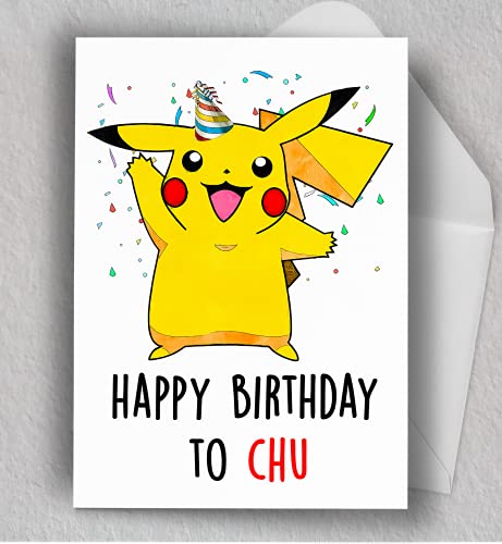 PChu Happy Birthday to Chu | Kid's birthday card | Cute Birthday Card | Art | Blank Card