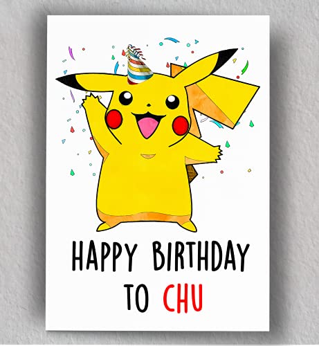 PChu Happy Birthday to Chu | Kid's birthday card | Cute Birthday Card | Art | Blank Card