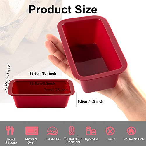 Silicone Mini Loaf Pan Set of 4, NonStick Easy Release Rectangle Silicone Mini Cake Pan for Baking Bread, Flexible BPA Free Silione Baking Mold and Bread Mold, Toast Pan, Brownie Loaf Pan, Cake Mold…