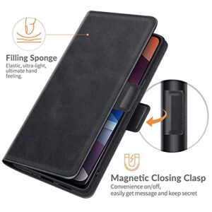 HualuBro Oppo Reno6 5G Case Wallet, Premium PU Leather Magnetic Full Body Shockproof Stand Folio Flip Case Cover with Card Holder for Oppo Reno 6 5G Phone Case - Black