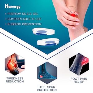 Gel Silicone Heel Cups/Pads - 3 Pair Heel Lifts for Achilles Tendonitis, Shoe Wedge Inserts for Plantar Fasciitis, Sore Heel, Bone Spur, Foot Pain Relief Support, Comfort Cushion Insoles for Women/Men