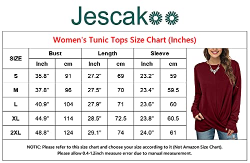 Jescakoo Tunic Shirts For Women To Wear With Leggings Ladies Long Sleeve Tops Xl