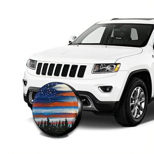 Aomacsi American Flag Spare Tire Cover 14 Inch Waterproof Sun Protection Fit for Trailers, RV, SUV, Off-Road Vehicle, Camper, and Trucks Black (American Flag 1, 14 Inch)