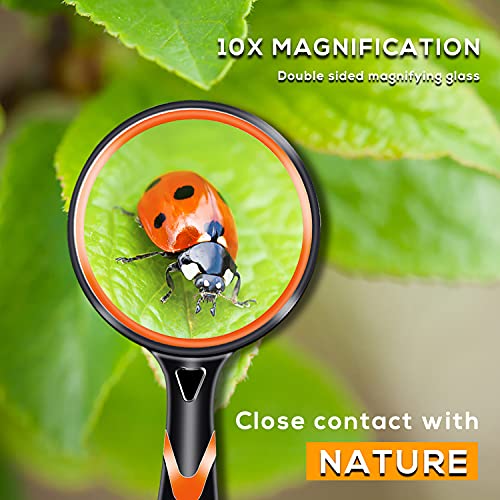 1PCS Premium 10X Magnifying Glass, Eye Candy Magnifiers for Kids & Seniors Reading for Close Work, 50mm Shatterproof Magnify Glasses with Non-Slip Soft Rubber Handheld for Elderly Read Insect Nature