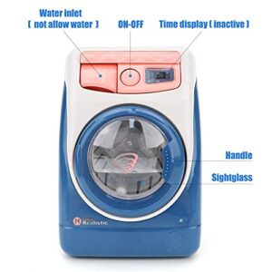 deAO Washing Machine Toy for Kids Dollhouse Furniture Pretend Play Household Appliance Realistic Sounds with Lights Laundry Play Set with Rotatable Roller for Children Birthday Present…