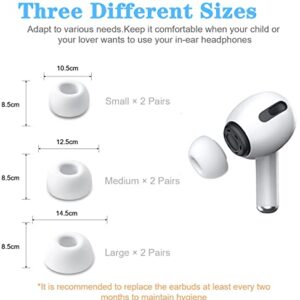 12 Pieces Replacement Ear Tips for Airpods Pro and Airpods Pro 2nd Generation with Noise Reduction Hole, Silicone Ear Tips for Airpods Pro with Portable Storage Box and(S/M/L) (6 Pairs)