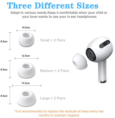 12 Pieces Replacement Ear Tips for Airpods Pro and Airpods Pro 2nd Generation with Noise Reduction Hole, Silicone Ear Tips for Airpods Pro with Portable Storage Box and(S/M/L) (6 Pairs)