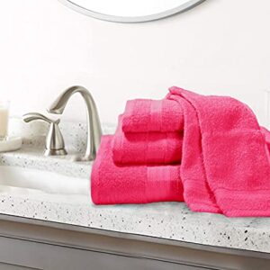 GLAMBURG Ultra Soft 8-Piece Towel Set - 100% Pure Ringspun Cotton, Contains 2 Oversized Bath Towels 27x54, 2 Hand Towels 16x28, 4 Wash Cloths 13x13 - Ideal for Everyday use, Hotel & Spa - Hot Pink