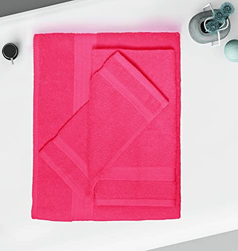 GLAMBURG Ultra Soft 8-Piece Towel Set - 100% Pure Ringspun Cotton, Contains 2 Oversized Bath Towels 27x54, 2 Hand Towels 16x28, 4 Wash Cloths 13x13 - Ideal for Everyday use, Hotel & Spa - Hot Pink